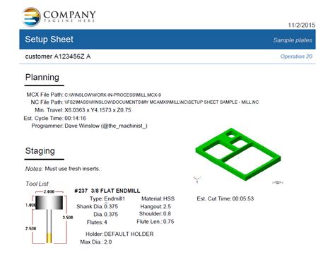Free Active Reports Setup Sheet .